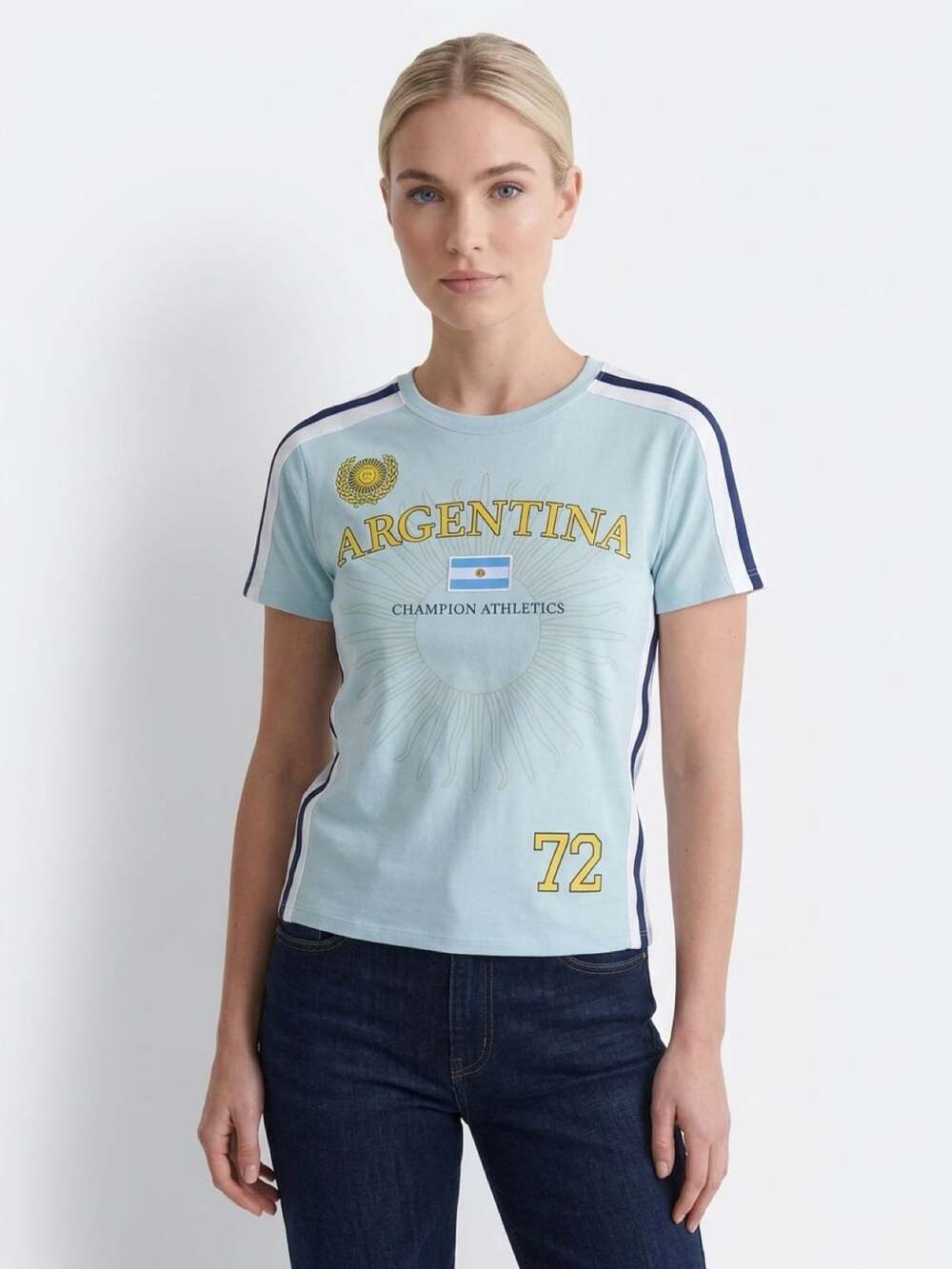 Hybrid Apparel Argentina Athletics Graphic Baby Tee Size M